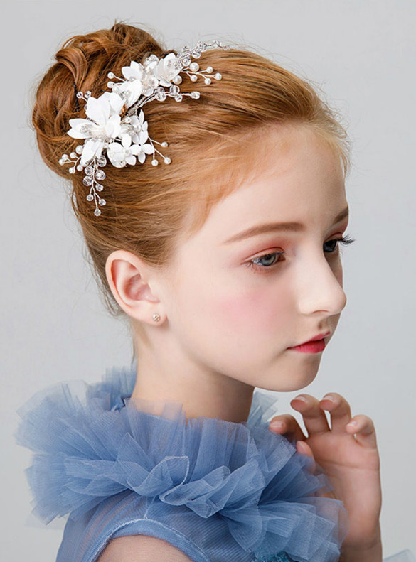 Girls White Flower Pearls Accessorie