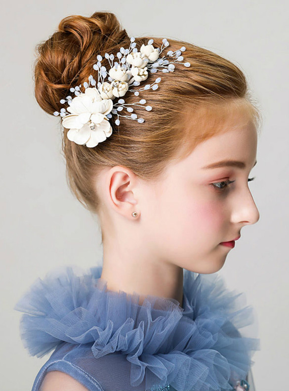 White Flower Beading Hairpin Head Flower