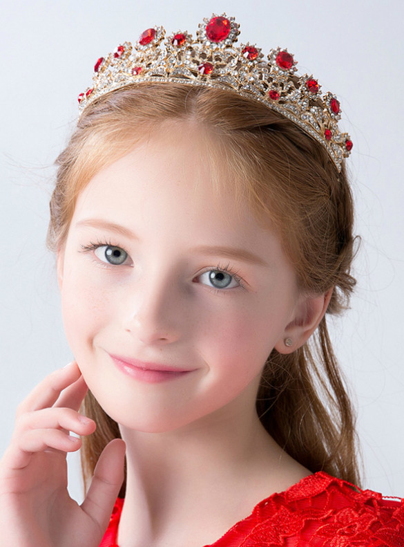 Gold Tiara Red Crystal Hairband