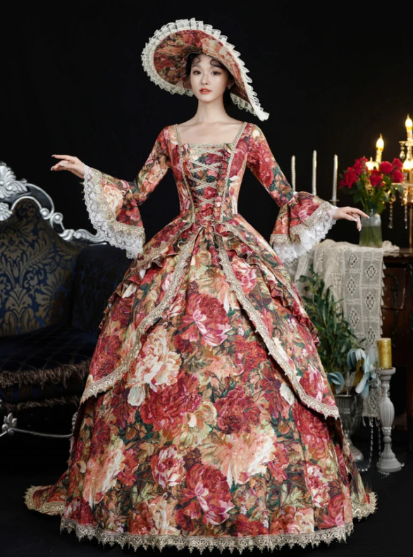 Long Sleeve Classical Oil Painting Court Aristocrat Vintage Dress