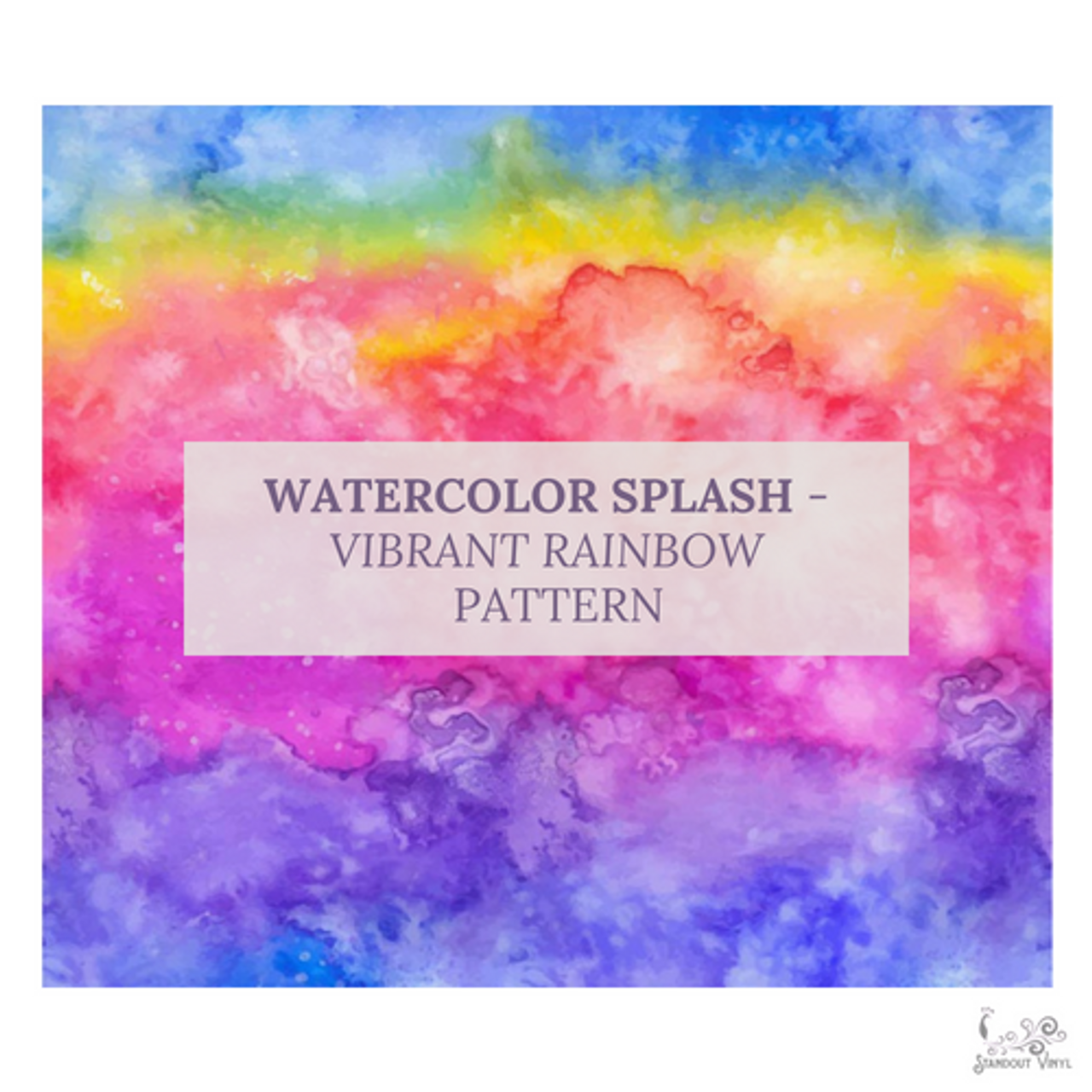 Watercolor Splash Vibrant Rainbow Pattern Choose Adhesive Or Htv Standout Vinyl