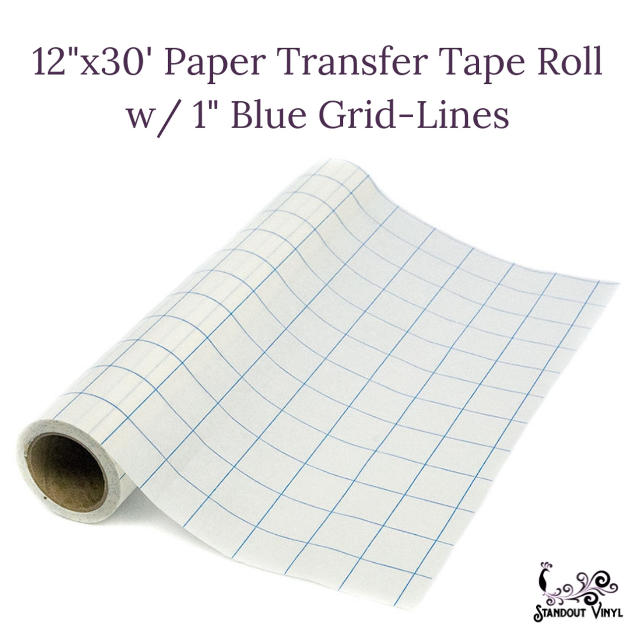 Paper 12x30' Transfer Tape Roll w/ 1 Grid-Lines