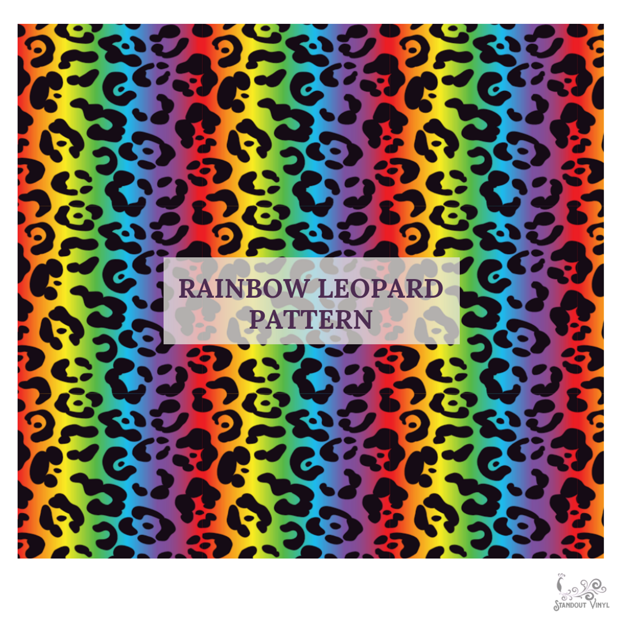 Pastel Rainbow Leopard Print 12x12 Patterned Vinyl Sheet - iCraftVinyl