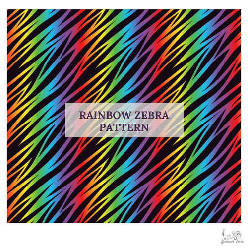 Rainbow Zebra Print Adhesive Vinyl 12”x20” Sheet