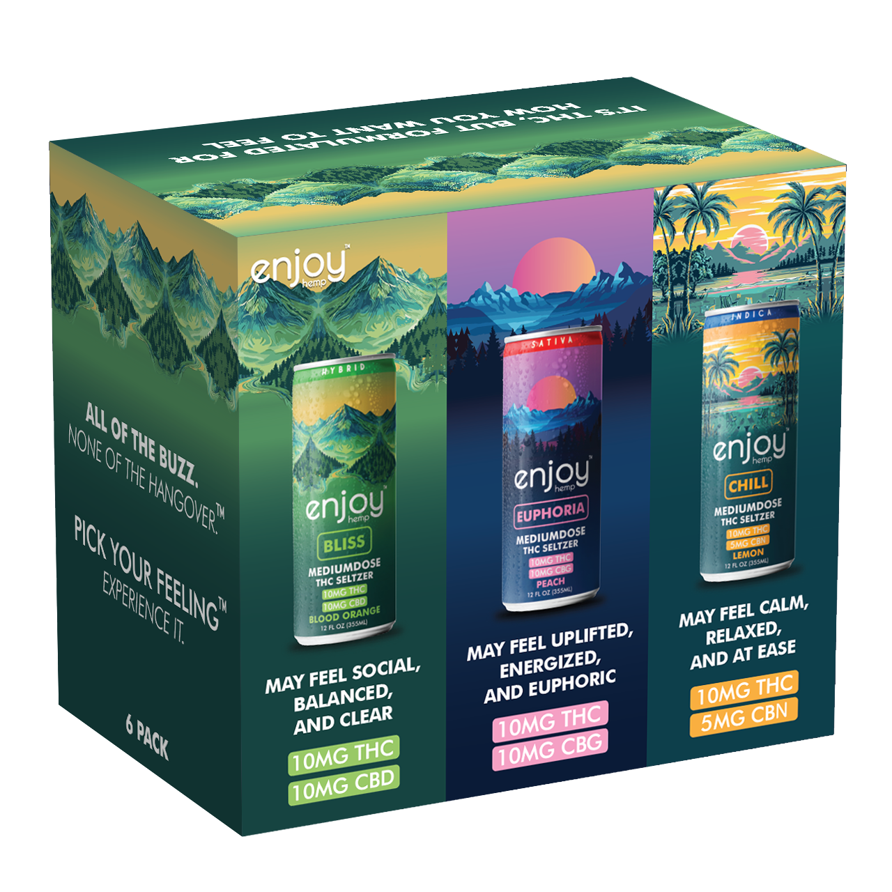 10mg THC Seltzer Mood Variety Pack | Medium Dose (Euphoria, Bliss