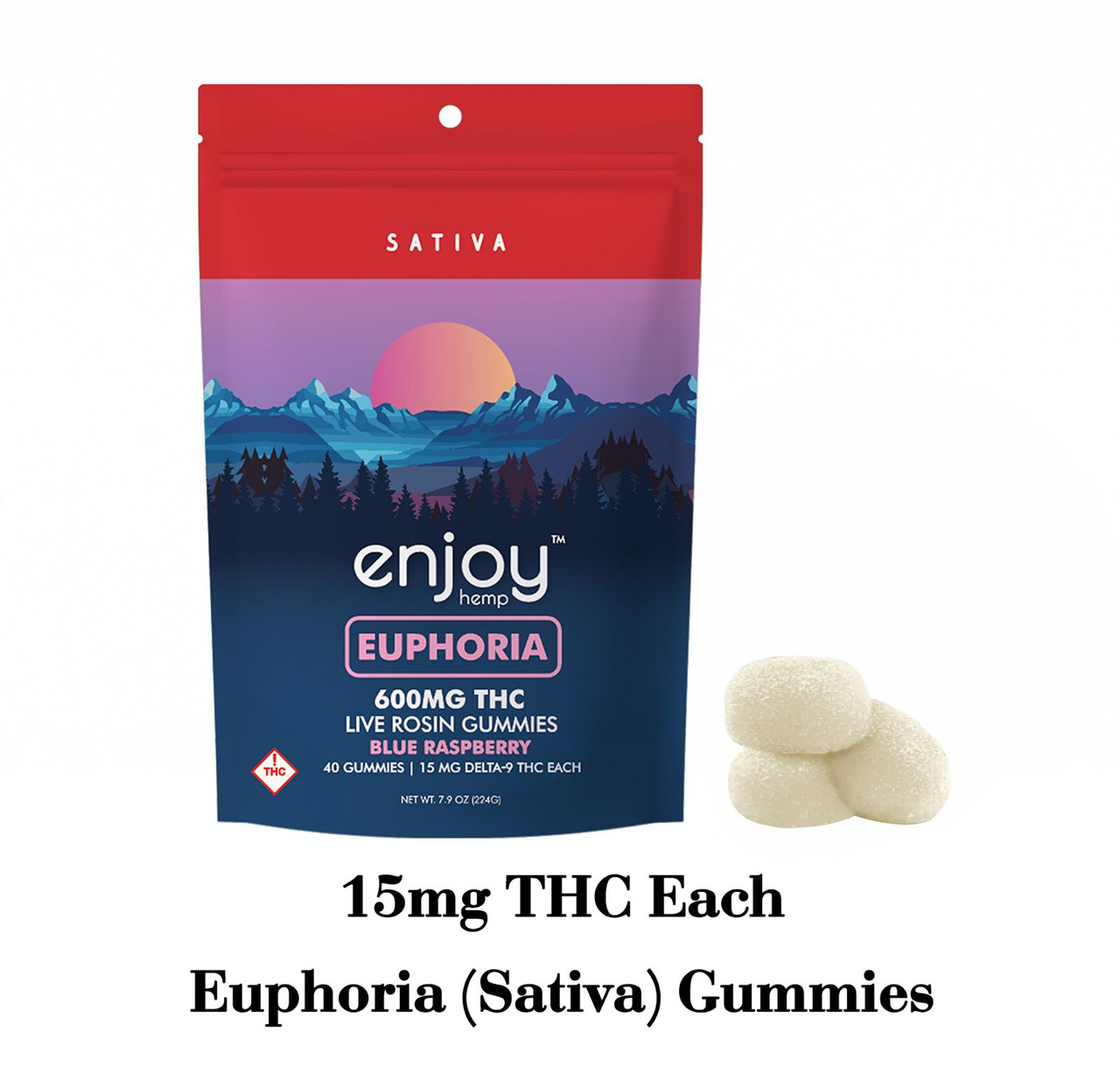 600mg Euphoria THC Gummies | Blue Raspberry (Sativa)