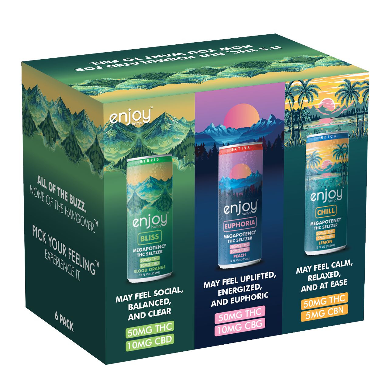 エナジーライフ エクストラ 300ml 3本セット 50mg THC Seltzer Mood Variety Pack | Mega Potency (Euphoria, Bliss