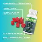 Live Rosin Mega Dose Delta 9 THC 250mg Gummies for Bliss (Hybrid-Infused Strawberry) - 25mg each | 10 gummies