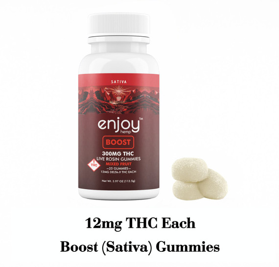 Enjoy Hemp Live Rosin 300 mg Delta 9 THC Mixed Fruit Gummies - Boost (Sativa)