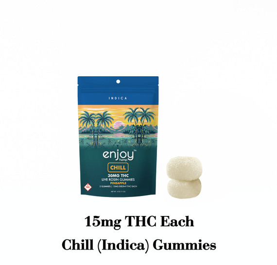 Enjoy Hemp Live Rosin 30 mg Delta 9 THC Gummies for Chill - Indica-Infused Pineapple