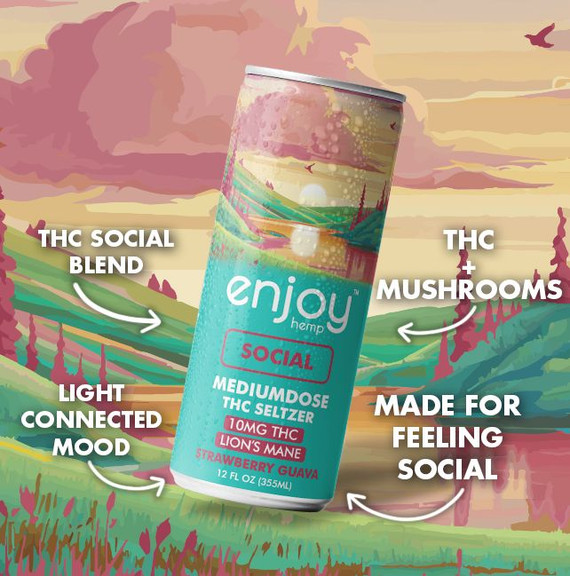 10mg THC + Lion’s Mane Social Seltzer | Strawberry Guava
