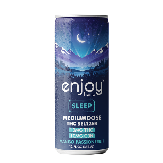 Enjoy Hemp Sleep THC Seltzer – 10mg THC + 10mg CBN Mango Passionfruit for Nighttime Relaxation