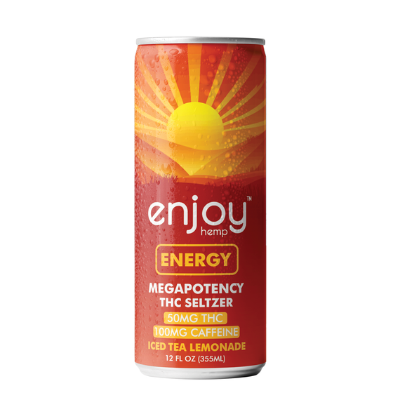 Enjoy Hemp Energy THC Seltzer Can – 50mg Delta-9 THC + 100mg Caffeine Lemonade Iced Tea