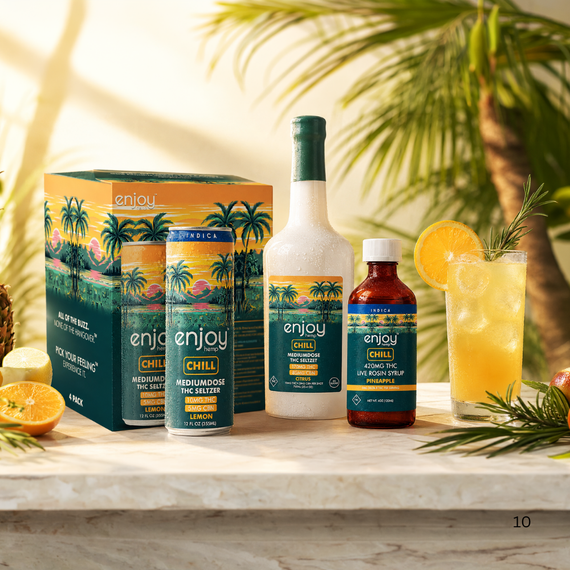 Chill Mocktail Bundle with Medium potency spirit, syrup, and seltzer 4-pack