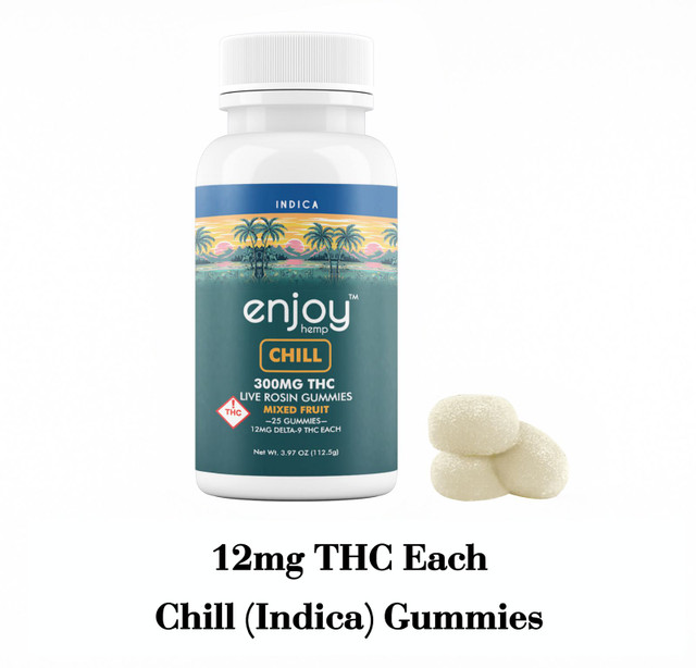 Enjoy Hemp Live Rosin 300 mg Delta 9 THC Mixed Fruit Gummies - Chill (Indica)