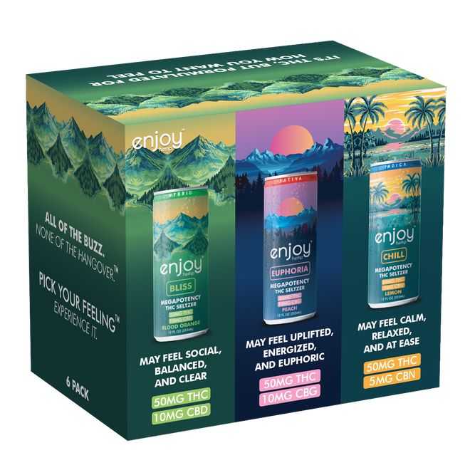 50mg THC Seltzer Mood Variety Pack | Mega Potency (Euphoria, Bliss, Chill)