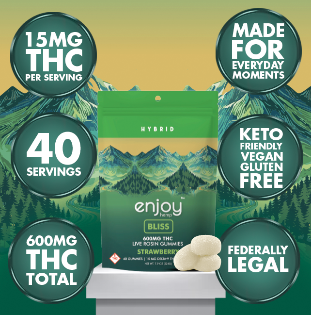600mg Bliss THC Gummies | Strawberry (Hybrid)