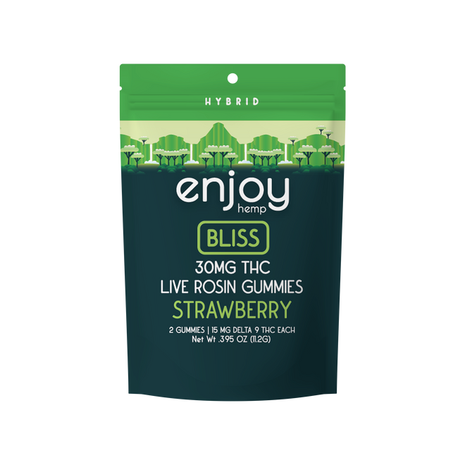 Live Rosin 30 mg Delta 9 THC Gummies for Bliss - Hybrid-Infused Strawberry
