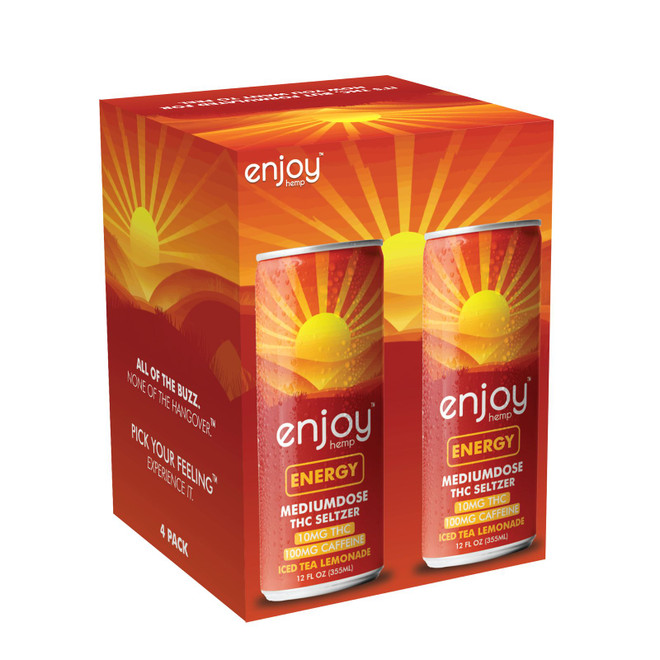 Enjoy Hemp Energy THC Seltzer 4-Pack – High Potency 10mg THC + 100mg Green Tea Caffeine Functional Drink