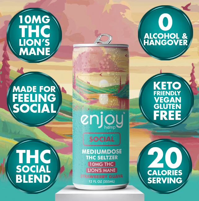 10mg THC + Lion’s Mane Social Seltzer | Strawberry Guava