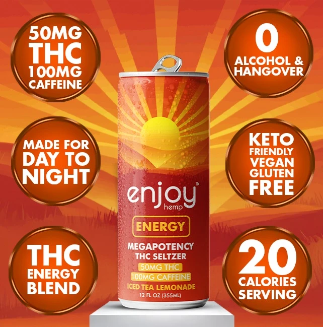 50mg THC + 100mg Caffeine Energy Seltzer | Iced Tea Lemonade
