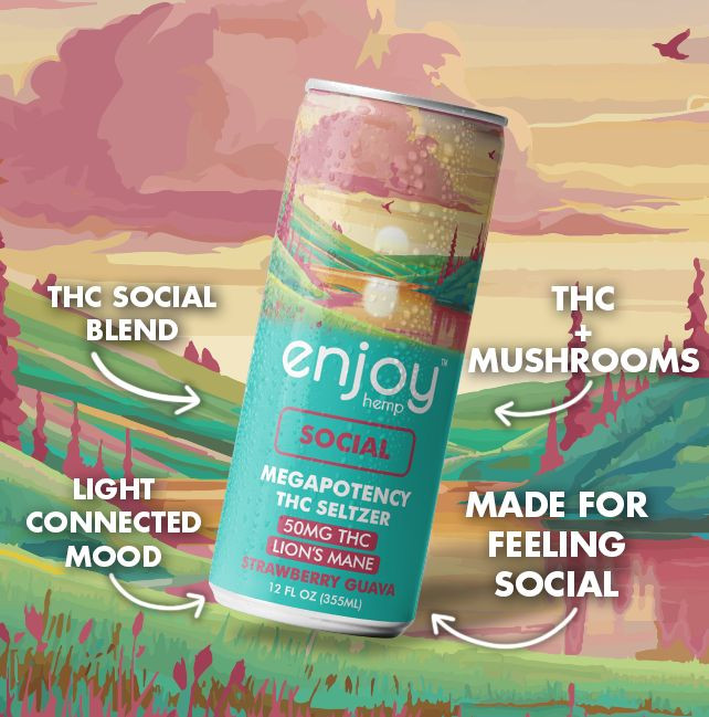 50mg THC + Lion’s Mane Social Seltzer | Strawberry Guava