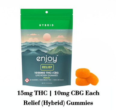 Relief THC Gummies - 1000mg (THC +CBG) | Peach (Hybrid)