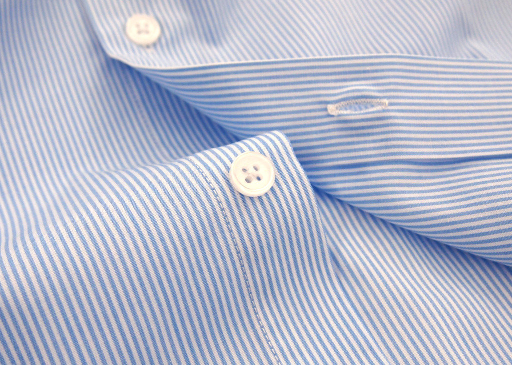 Labiyeur Slim Fit Blue White Fine Stripes French Cuff Dress Shirt