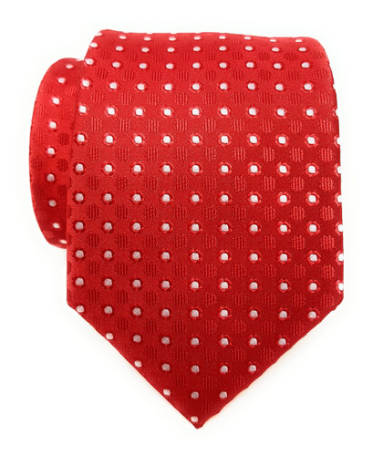 Labiyeur Men's Necktie: Fully Lined Woven Jacquard Slim Neck Tie Red Dotted