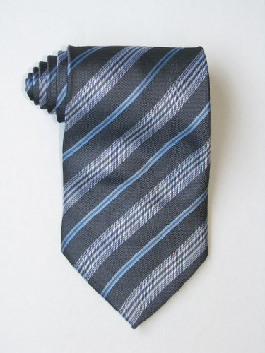 Blue And Grey Stripe Tie - Labiyeur