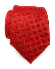 Labiyeur Men's Necktie: Fully Lined Woven Jacquard Slim Neck Tie Red Dots