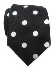 Labiyeur Men's Necktie: Fully Lined Woven Jacquard Slim Neck Tie Black Polka Dot