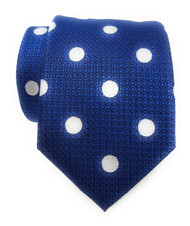 Labiyeur Men's Necktie: Fully Lined Woven Jacquard Slim Neck Tie Aegean Blue Polka Dot