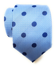 Labiyeur Men's Necktie: Fully Lined Woven Jacquard Slim Neck Tie Sky Blue Polka Dot