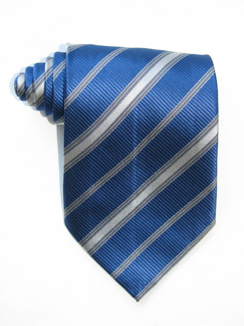 Blue And Grey Stripe Tie - Labiyeur