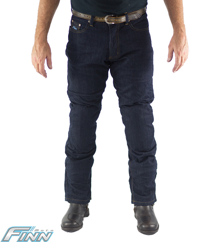 Men's Raw Blue Motorcycle KEVLAR® Jeans w/ CE Armour Finn Moto