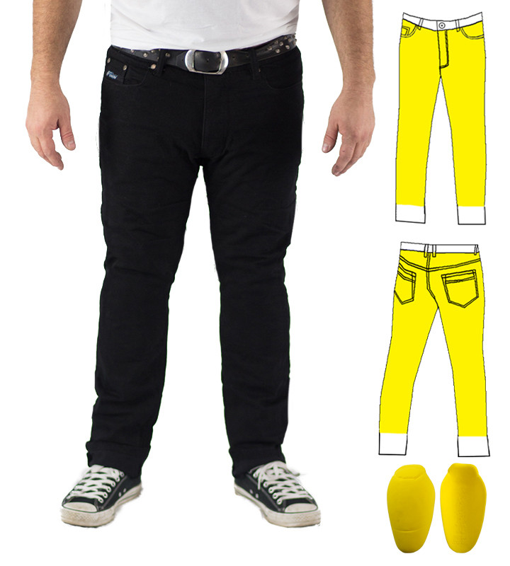 Men's Slim Fit Black Motorcycle Protective Jeans | Finn Moto