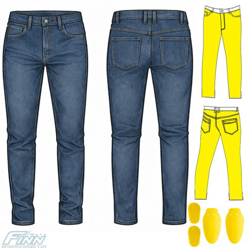881 SLIM Blue Protective Denim Fully Lined 340gsm Kevlar Jeans (photo for display purpose only)