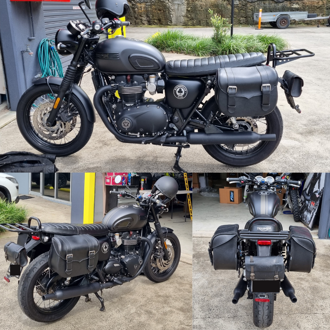 Classic Motorcycle Saddlebags Detachable Throw over Finn moto