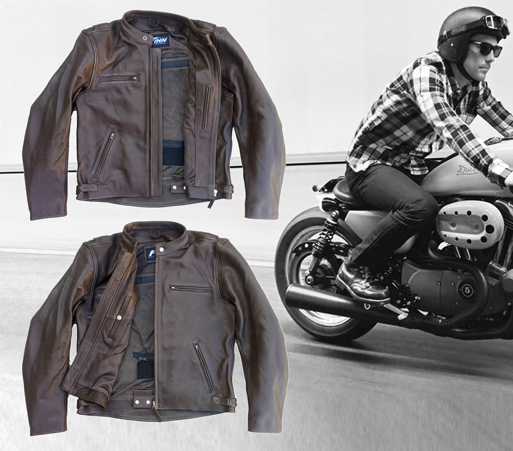 Mens Cafe Motorcycle Leather Jacket Finn Moto