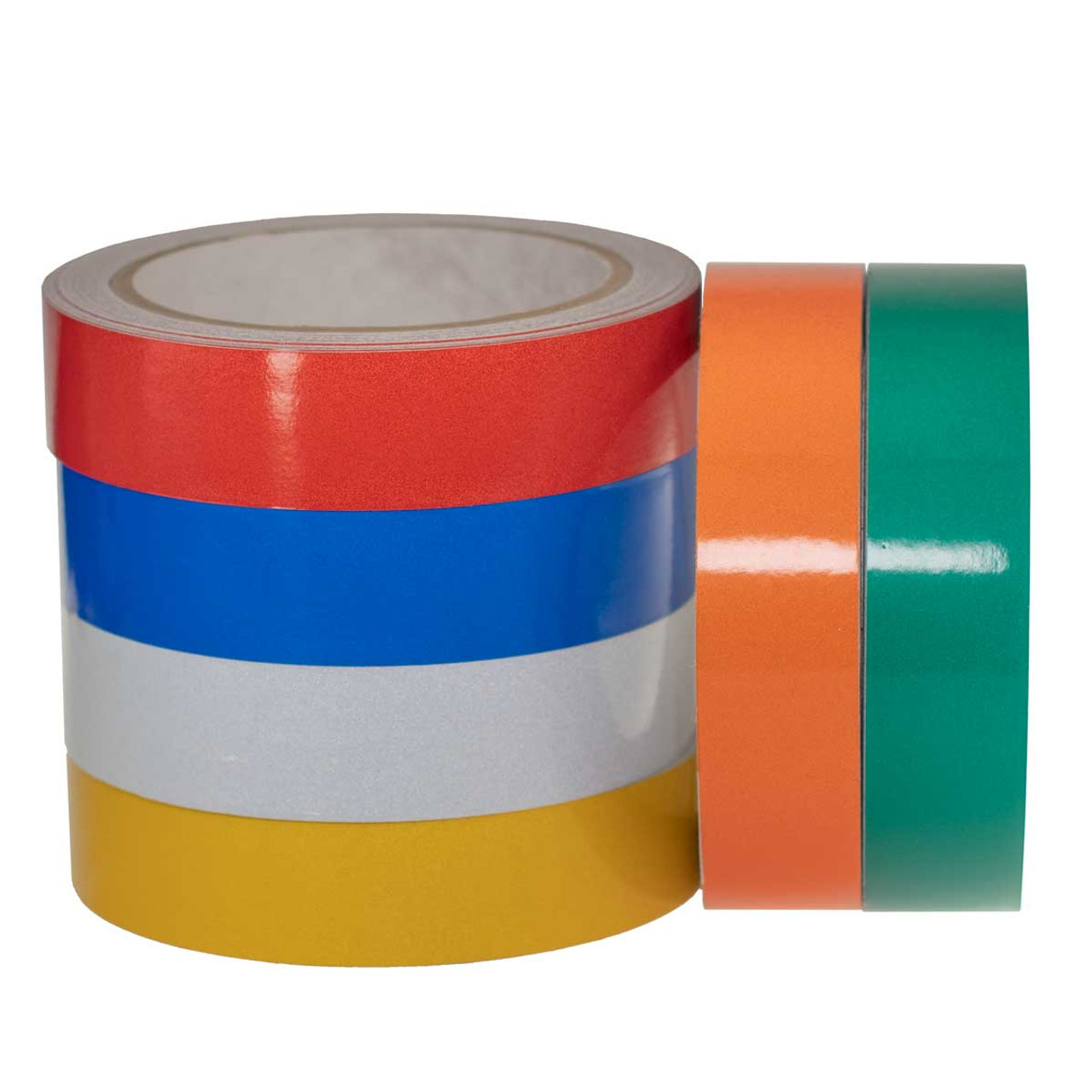 CHOOSE LENGTH 1 INCH WIDTH RED WHITE REFLECTIVE & FLUORESCENT PVC GLOSS  TAPE 