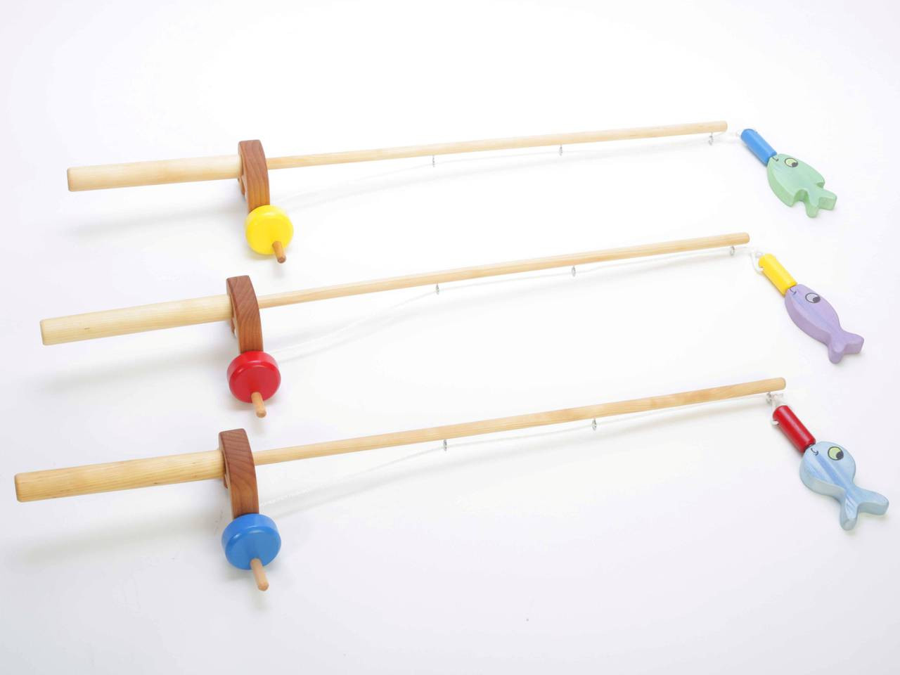 3 Pcs Wooden Magnetic Fishing Pole Toy Kids Fishing Rod Toys