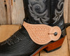 Basket Stamp Shaped Spur Straps - Light Oil