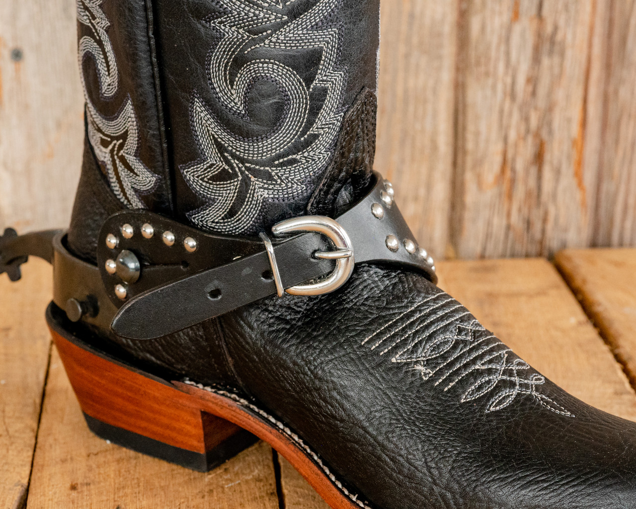 Spur Strap with Silver Studs - Black