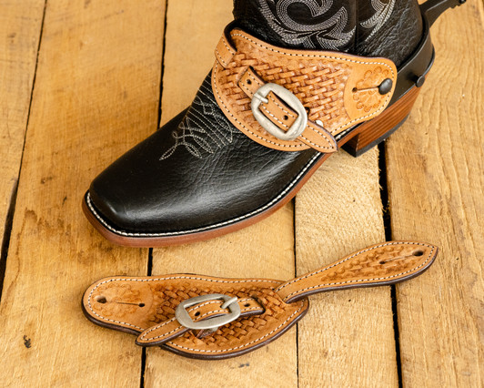 Royal King Basket Stamp Spur Strap - Light Oil