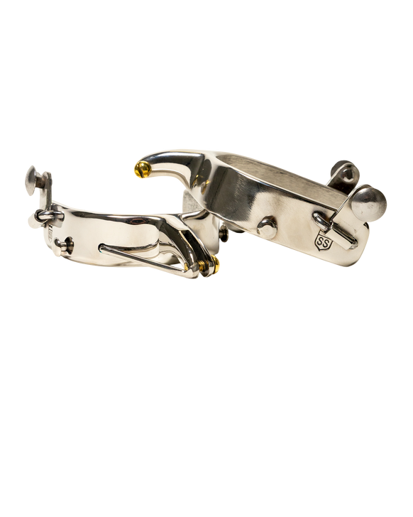 Slingin Shanks Stainless Saddle Bronc Spurs w/ Rein Bar