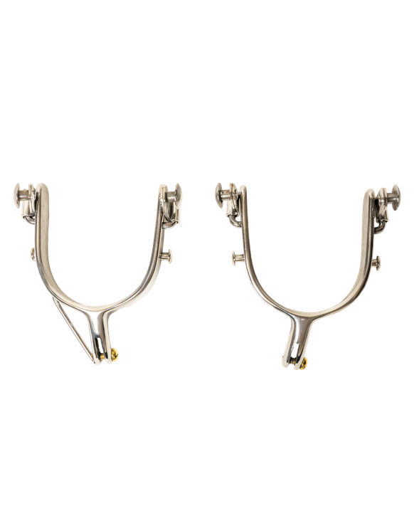 Slingin Shanks Stainless Saddle Bronc Spurs w/ Rein Bar - Beastmaster ...
