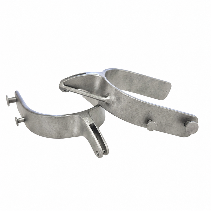 Beastmaster Saddle Bronc Spurs w/Rein Bar - Clear Coat