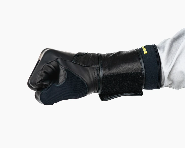 Heritage | Adult Bull Riding Glove - Wrist Wrap; Leather - Black