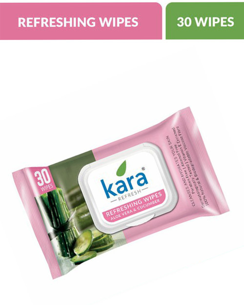 Kara Cleansing & Hydrating Refreshing Wipes With Cucumber and Aloe Vera - 30 Wipes